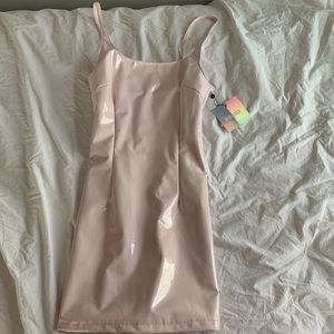 Missguided pink vinyl mini dress